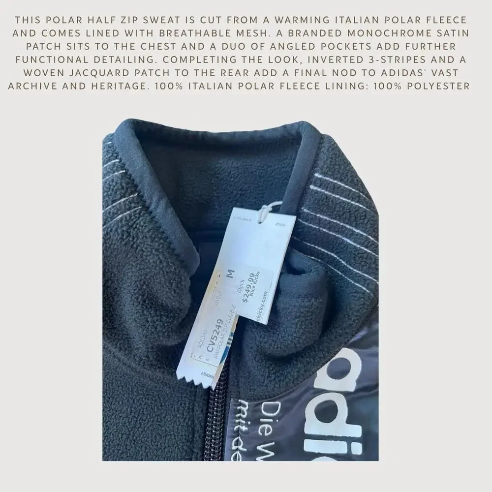 Adidas x Alexander Wang Polar Fleece Half Zip Jacket Black NWT M - Picture 3 of 6